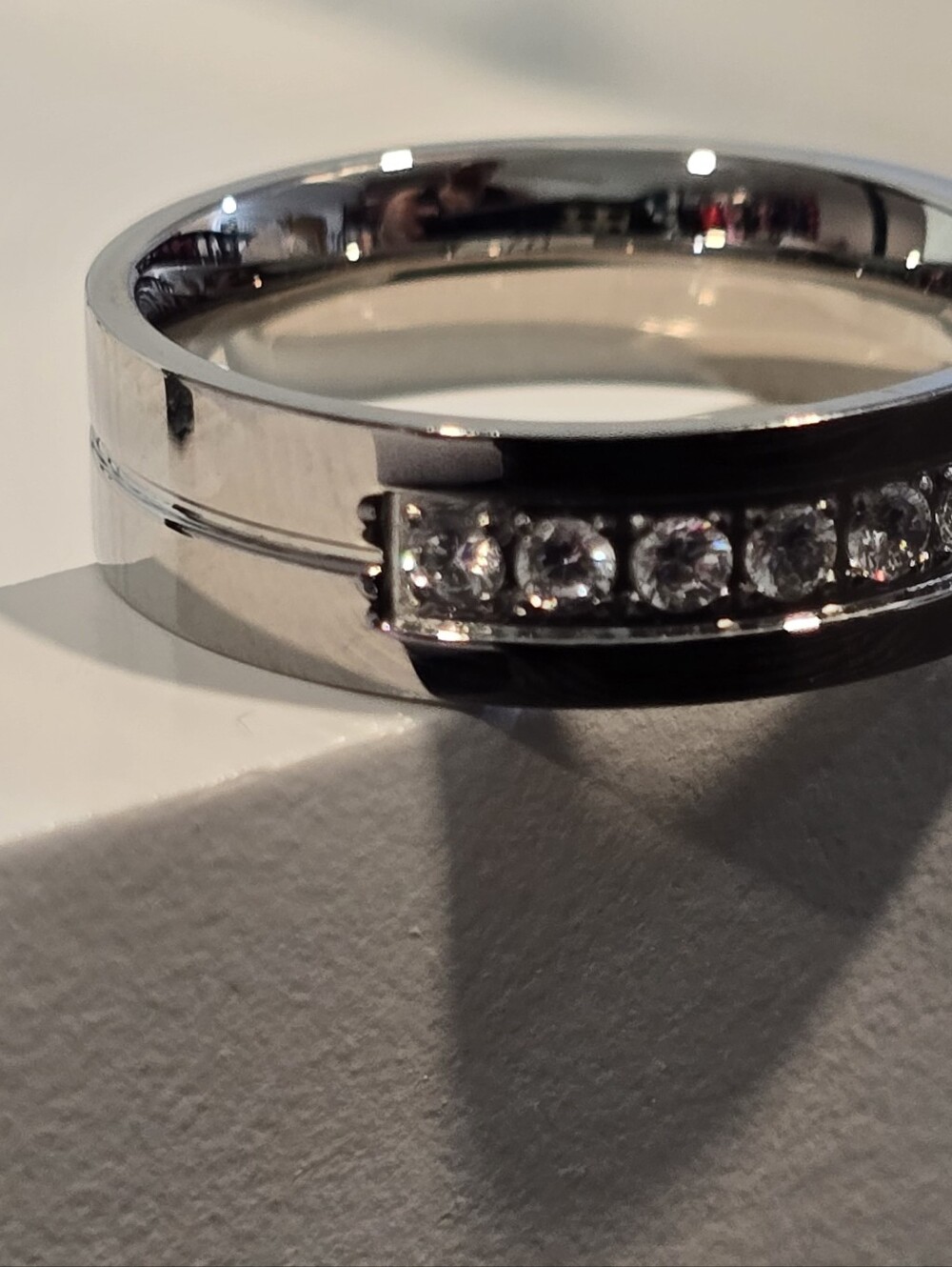 Qorn Iced Out CZ Ring Silver 316L Stainless Steel Diamond Look Gym Proof. 6mm - Picture 5 of 9
